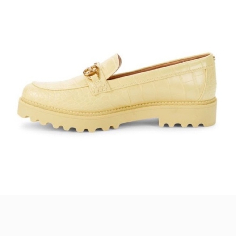 BRAND NEW WITHOUT BOX Circus by Sam Edelman Yellow Loafers with Gold Chain - Picture 3 of 4